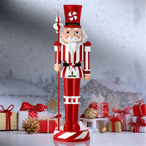 Resin Peppermint Nutcracker - Christmas Decorations