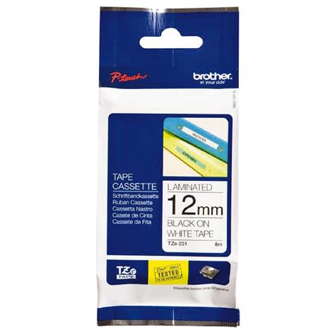 Brother P-Touch Label Maker Laminated Tape TZE-231 12mm Black on White ...