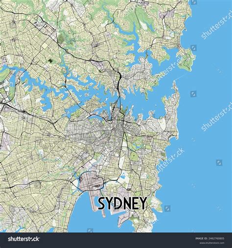 Sydney Australia Map Poster Art Stock Vector (Royalty Free) 2462760805 ...