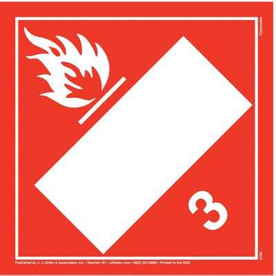 935635-3 Jj Keller Class 3 Flammable DOT Container Placard, Height: 10 ...