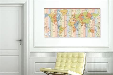 Buy World Map Wall Sticker, Time Zone Map of World for Office, School ...