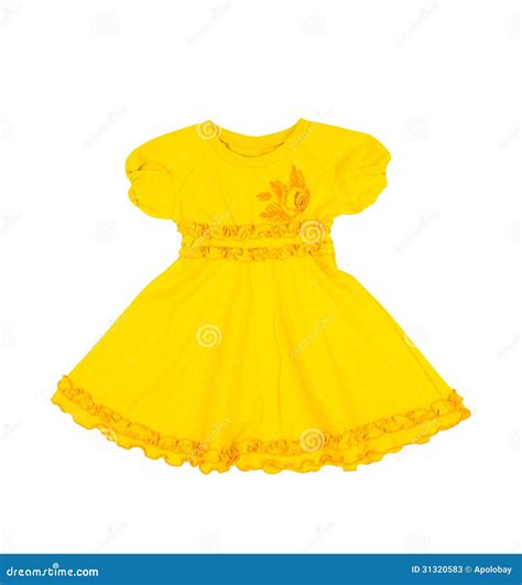 Baby Yellow Dress Isolated on White Background Stock Image - Image of ...