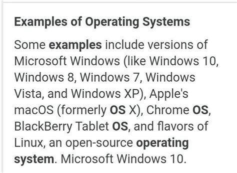 Examples of operating system and pictures of operating system - Brainly.in