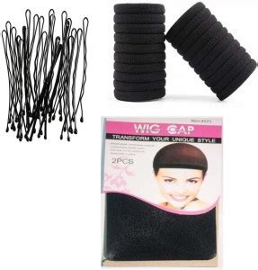 Sharum Crafts 24 Bobby Hair Pin, 20 Black Rubber Band & Wig Cap Hair ...