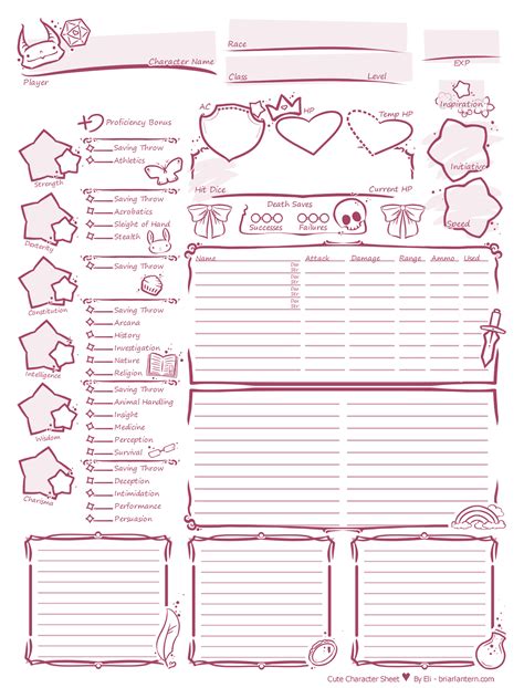 Character Sheet Template Writing