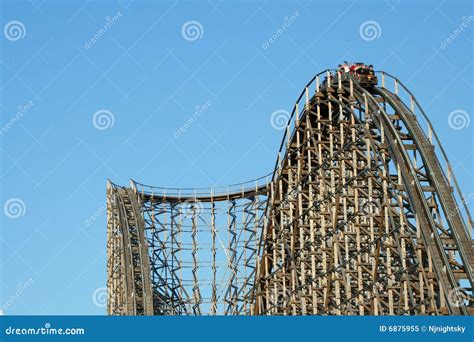 Wooden roller coaster stock image. Image of blue, wooden - 6875955
