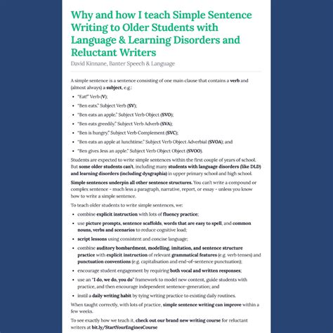 Why and how I teach Simple Sentence Writing to Older Students with ...