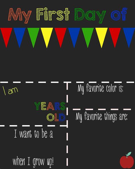 First Day Of Kindergarten Printable Free