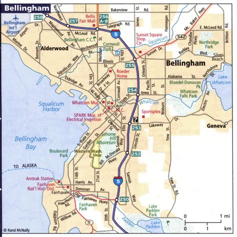 Maps cities WA Bellingham, Kennewick, Olympia, Spokane, Walla Walla, Yakima - atlas