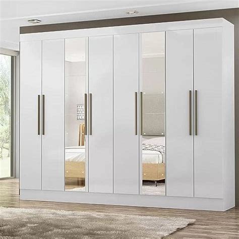 Furnilife Engineered Wood Wardrobe 8 Doors 2 Drawers, White Color ...