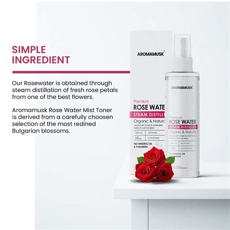 100% Organic & Natural Premium Rosewater For Face & Skin, 100ml (No Al ...