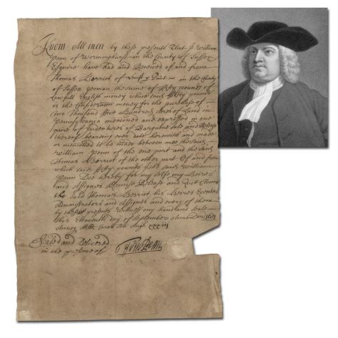 Lot - William Penn Deeds Land to Fellow Quaker in 1681