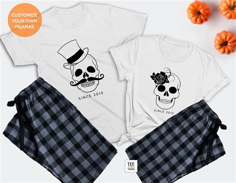 Skulls Couple Matching Pajamas Halloween Gift for Him/ Her - Etsy