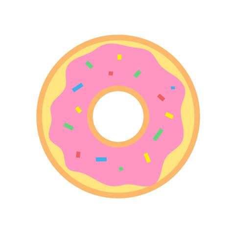 Hand-drawn cute isolated clipart illustration of donut with pink icing ...