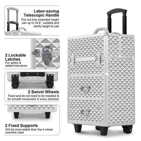 Buy Professional Rolling Makeup Train Case with Drawers, Large Storage ...