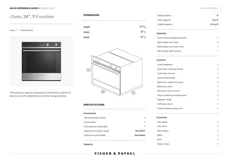 Fisher & Paykel 24-inch Oven | Series 7 | Contemporary Design
