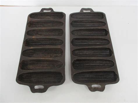 2 ANTIQUE CAST IRON CORNBREAD PANS 7 SECTION CAST IRON PANS | #1853161317