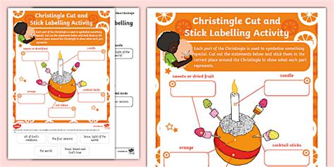 Christingle Cut and Stick Labelling Activity