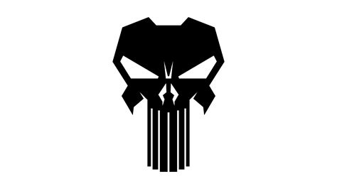 The Punisher logo Wallpaper 4K, White background
