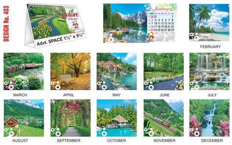 T403 Nature Scenery - Table Calendar With Planner Printing 2022 | Vivid ...