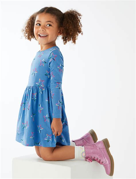 Buy Pure Cotton Star Print Dress (2-7 Yrs) at Marks & Spencer