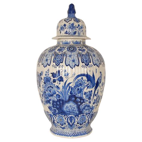 Vintage XL Delft Vase Royal Delft Covered Jar Blue White Delftware ...