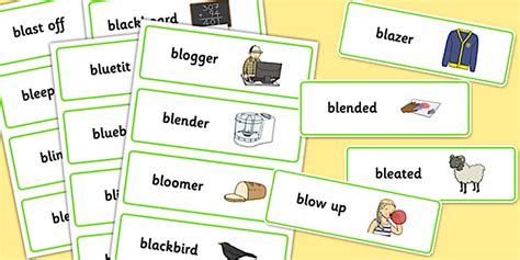 Two Syllable 'BL' Word Cards