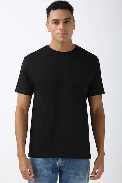 Buy Men Black Solid Round Crew Neck T-shirt Online - 39694906 | Peter ...