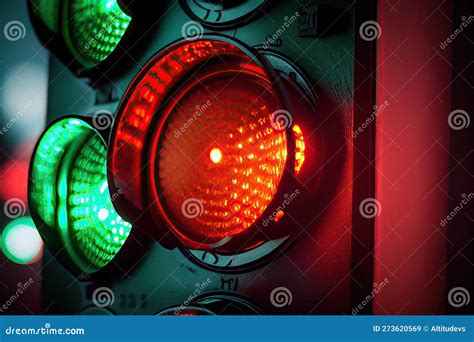 Close-up of Traffic Light, with Green and Red Lights Shining Brightly ...