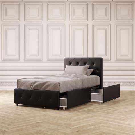 Buy River Street Designs Dean Upholstered Bed With Storage, Black Faux ...