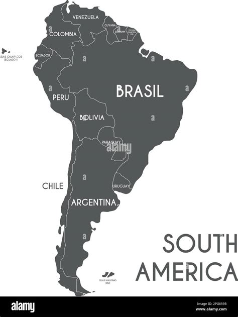 Political South America Map vector illustration isolated on white ...