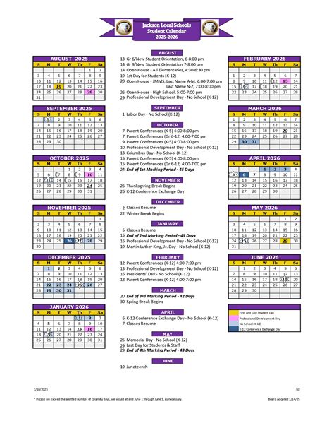 Jackson Local Schools Calendar 25-26 Revised [PDF] - EduCounty