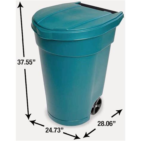 United Solutions 50 Gal. Green Plastic Wheeled Outdoor Trash Can with ...