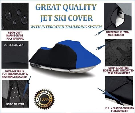 Buy Black/Blue Heavy-Duty Cover Compatible for Sea Doo Sea-Doo GTX 3 ...