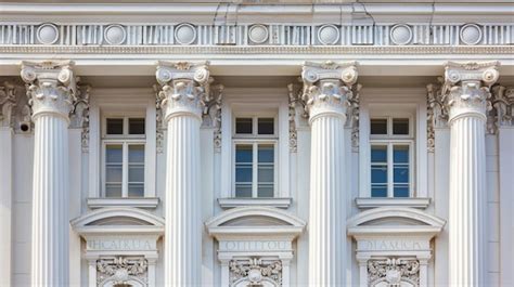 An arched neoclassical building with hanging PTT banners