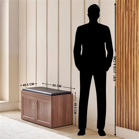 Buy Helios Alton 12 Pairs Shoe Cabinet with Cushioned Seat - Walnut ...