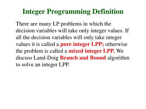 Image result for Integer programming Definition