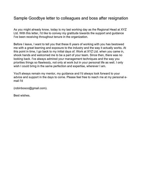 28 Perfect Farewell Letters (to Boss or Colleagues) - TemplateArchive