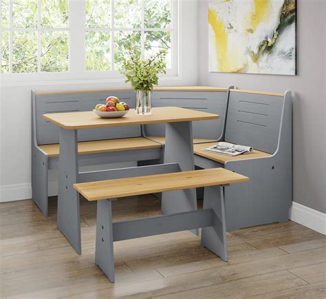 Corner Bench Dining Room Set with Solid Wood Dining Table and Wooden ...