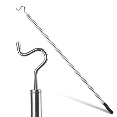 HASTHIP® Exble Closet Pole with Hook, 35-50 Inch Stainless Steel Teles ...