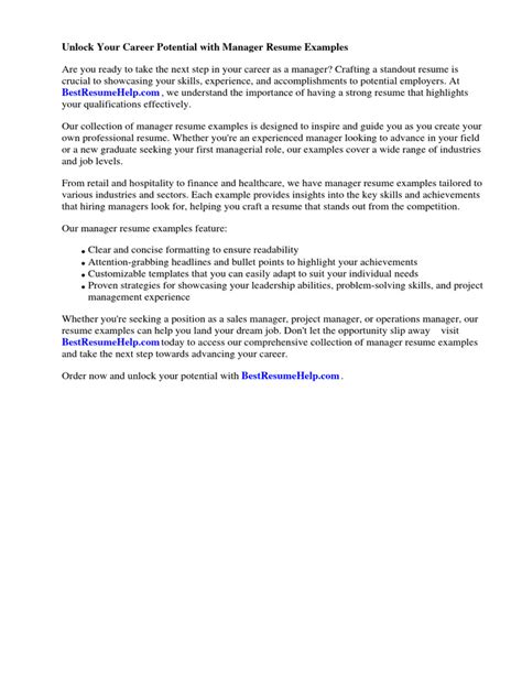 Manager Resume Examples 的图像结果