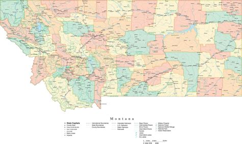 State Map of Montana in Adobe Illustrator vector format. Detailed ...
