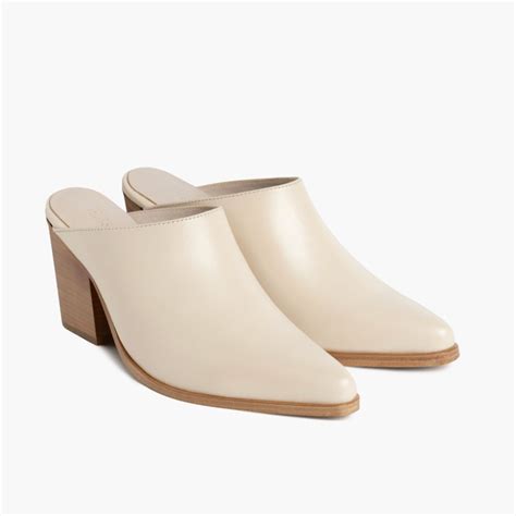 Women's 'Summer' Leather Mule with 3" Heel In Ivory - Thursday