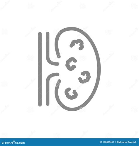 Kidney with Tumors Line Icon. Renal Cell Carcinoma, Organ for Filtering Blood Disease Symbol ... - symbol for kidney cancer
