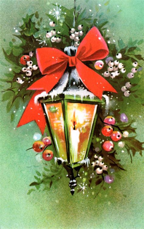 Vintage 70's Christmas lantern card. | Рождественские открытки ...