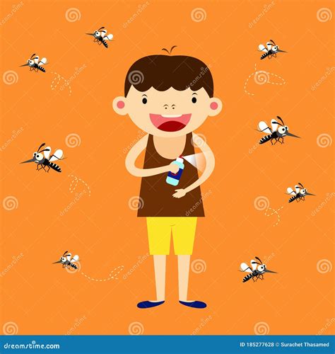 Mosquito Protection Concept. Children Spraying Insect or Mosquito ...