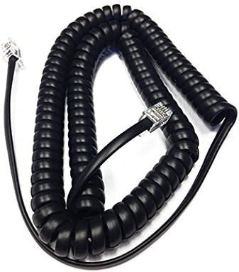 The VoIP Lounge Replacement 12 ft Black Receiver Curly Handset Cord for ...