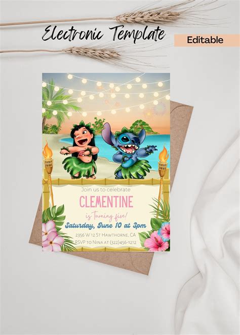 Lilo and stitch birthday invitation digital and printable etsy – Artofit