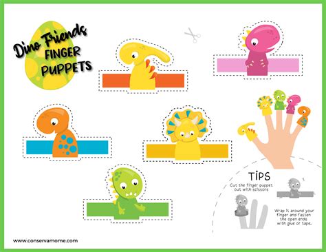 Dinosaur Finger Puppets - Free Printable Dinosaur Finger puppets!