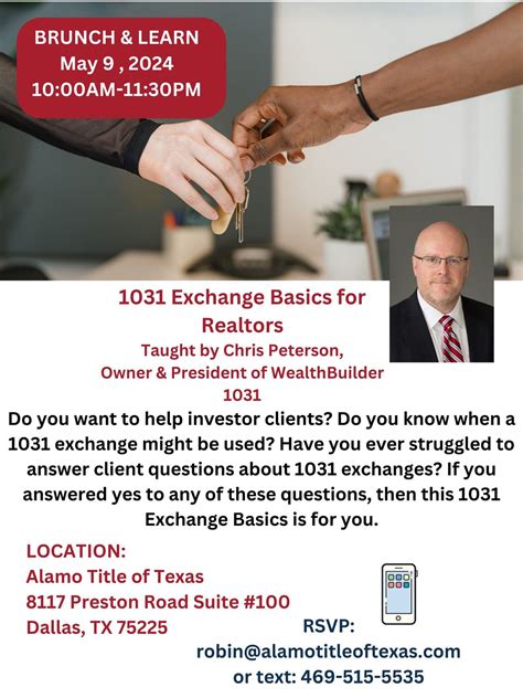 Learn the basics of 1031 Exchanges, Alamo Title of Texas, Dallas, 9 May ...